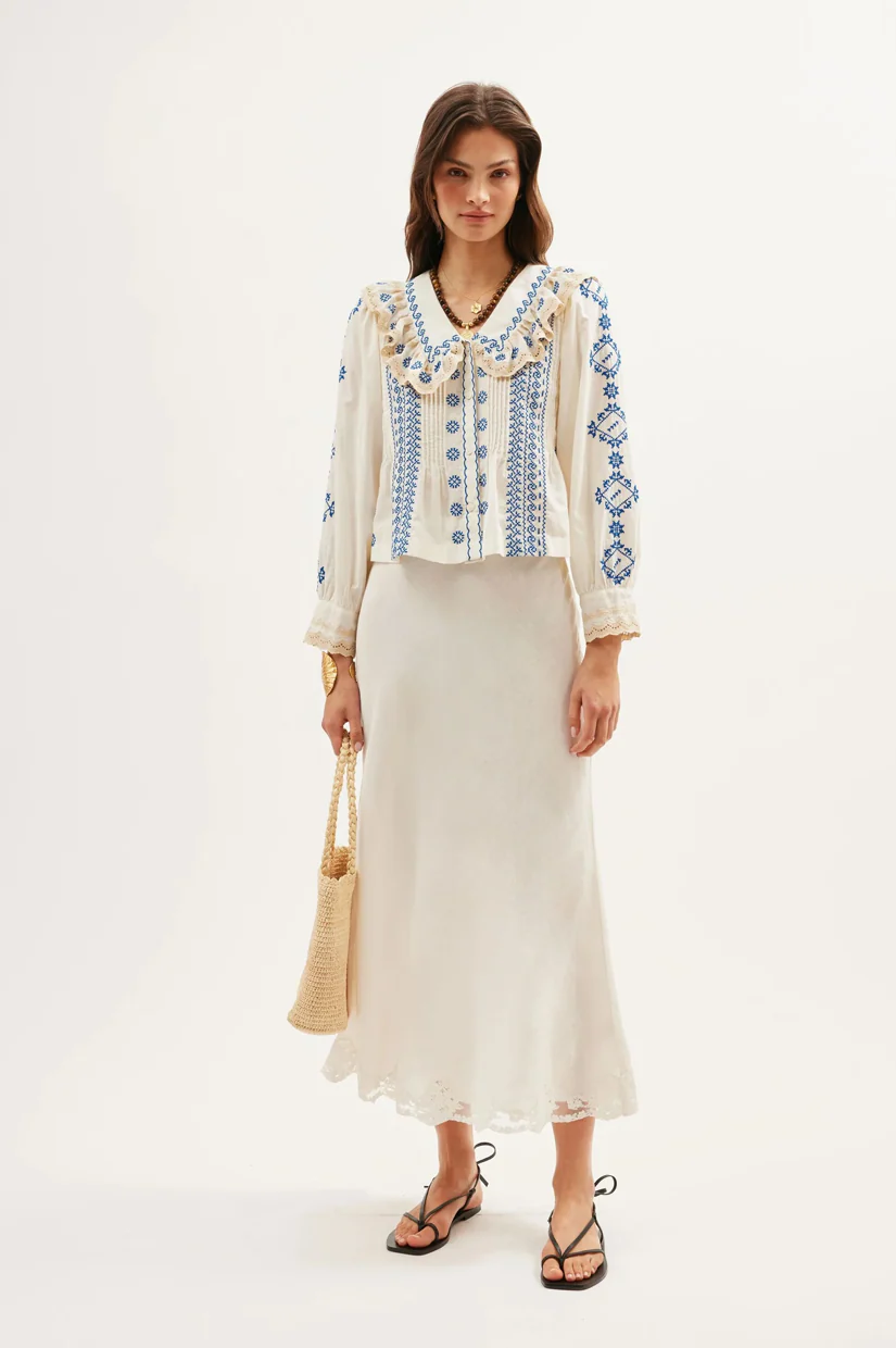 Rixo Percy Top - Mila Embroidery Cream - Image 3