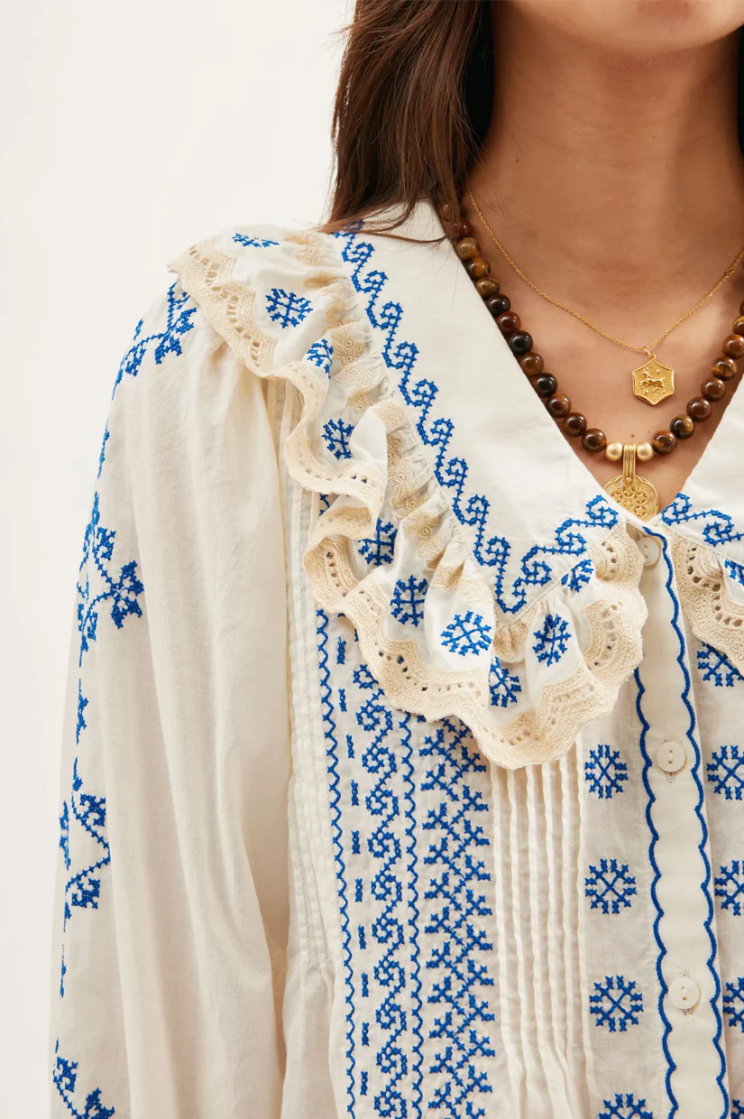 Rixo Percy Top - Mila Embroidery Cream - Image 4