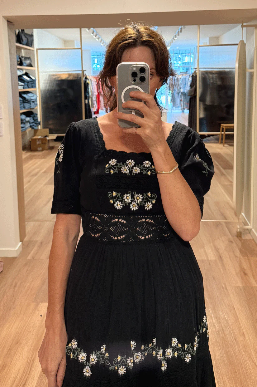 Rixo Philippa Dress - Lilia Embroidery Black - Image 2