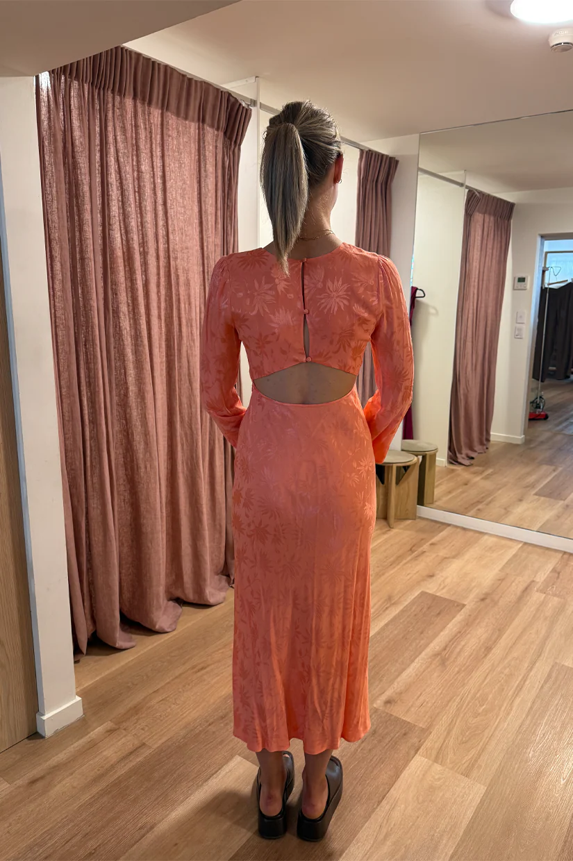 Rixo Tabetha Dress - Daisy Jacquard Coral - Image 2
