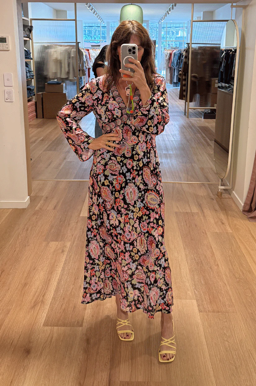 Rixo Tania Dress - Cara Floral Black