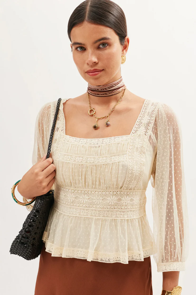Rixo Tyla Top - Vintage Cream - Image 3