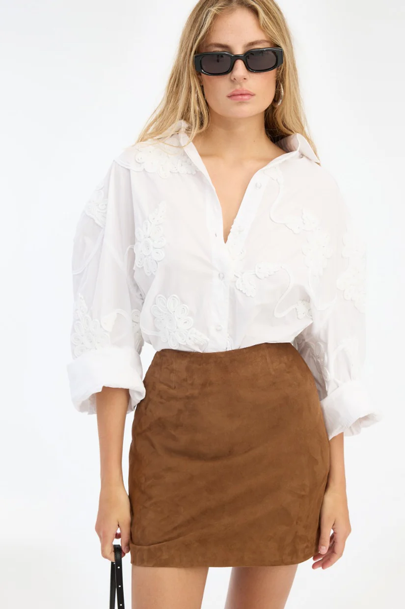 Rotate Flower Oversized Shirt - Bright White - Image 4