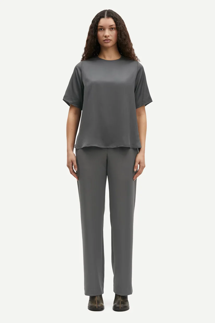 Samsoe Samsoe Hoys Straight Pant - Black Oyster
