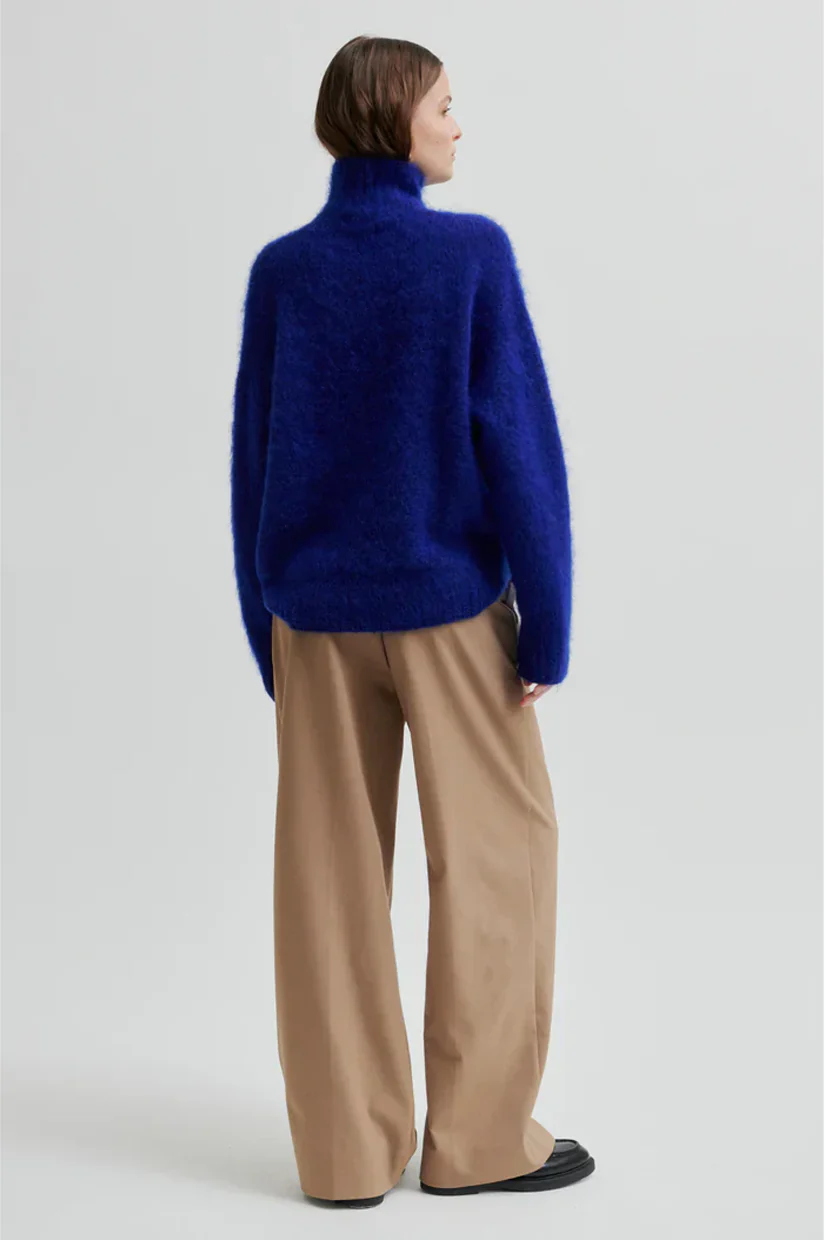 Second Female Ina Knit T-neck - Mazarine Blue - Image 3