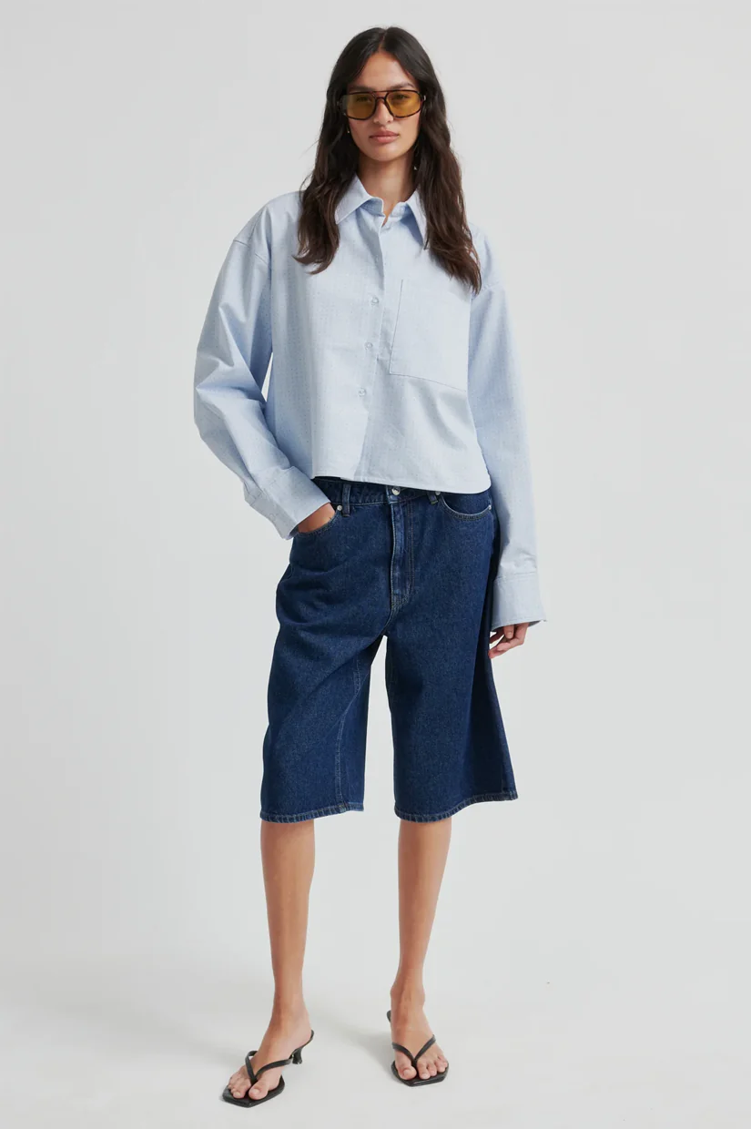 Second Female Joza Cropped Shirt - Light Blue Denim - Image 3