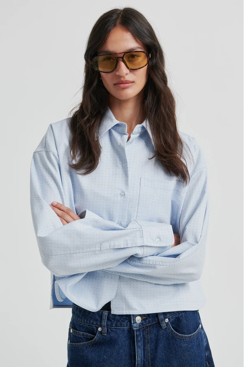 Second Female Joza Cropped Shirt - Light Blue Denim - Image 4
