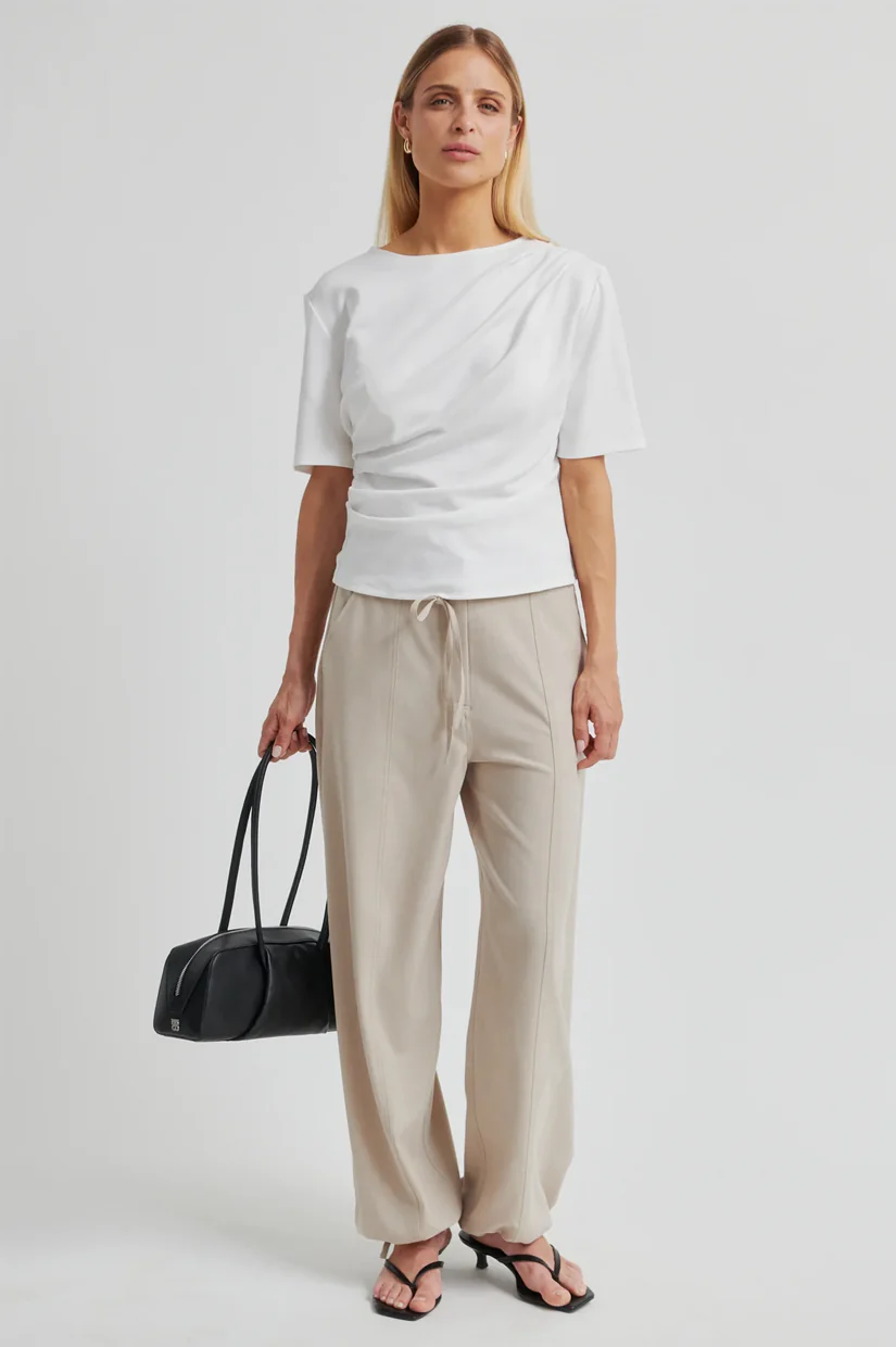 Second Female Ulina Drape Tee - White - Image 3