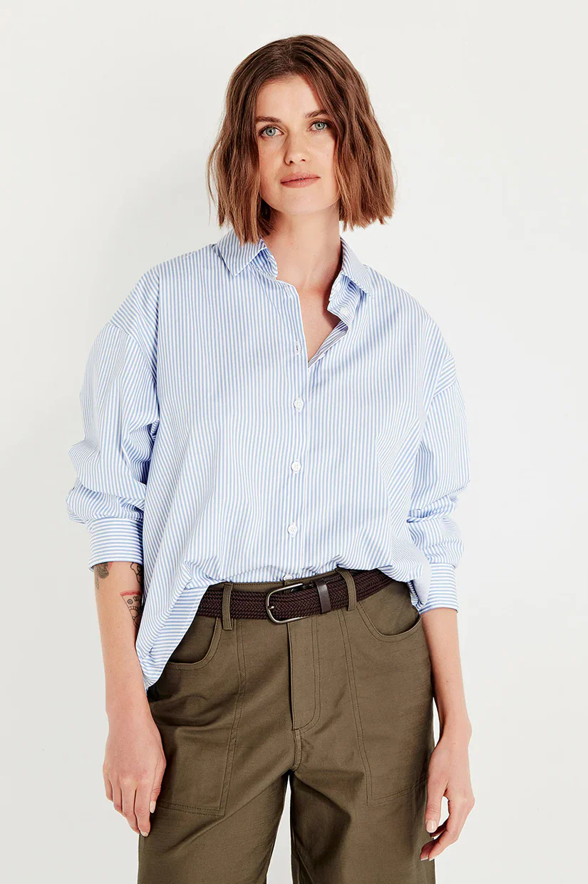 Shjark Baildon Shirt - Chambray Stripe