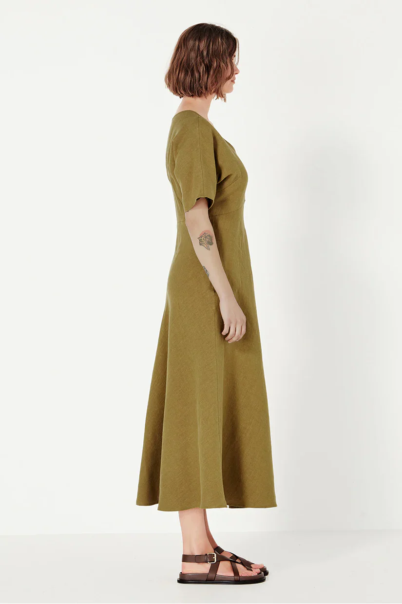 Shjark Evie Dress - Chartueuse Linen - Image 2