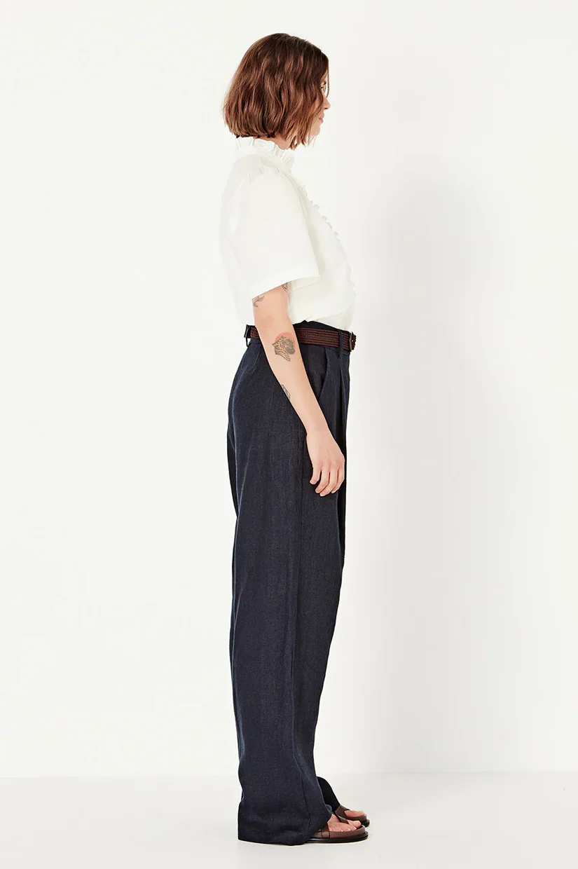 Shjark The Selbourne Trouser - Navy Linen - Image 3