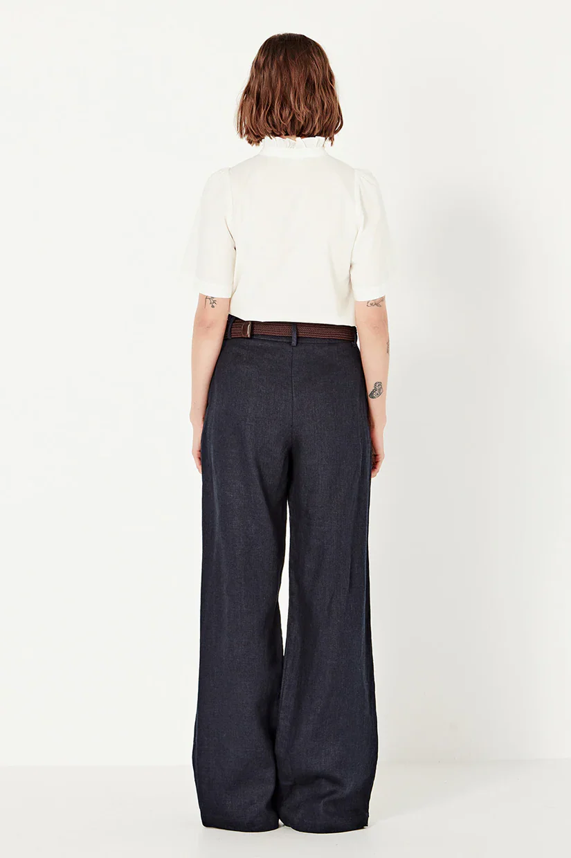 Shjark The Selbourne Trouser - Navy Linen - Image 4