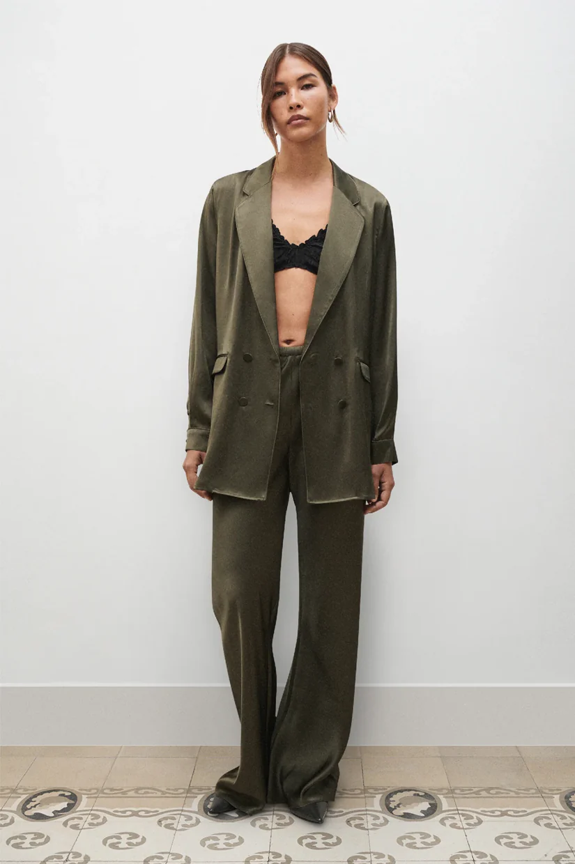 Silk Laundry Bias Cut Pants - Pine