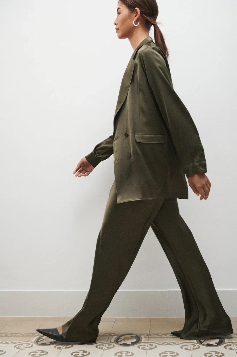 Silk Laundry Bias Cut Pants - Pine - Image 2
