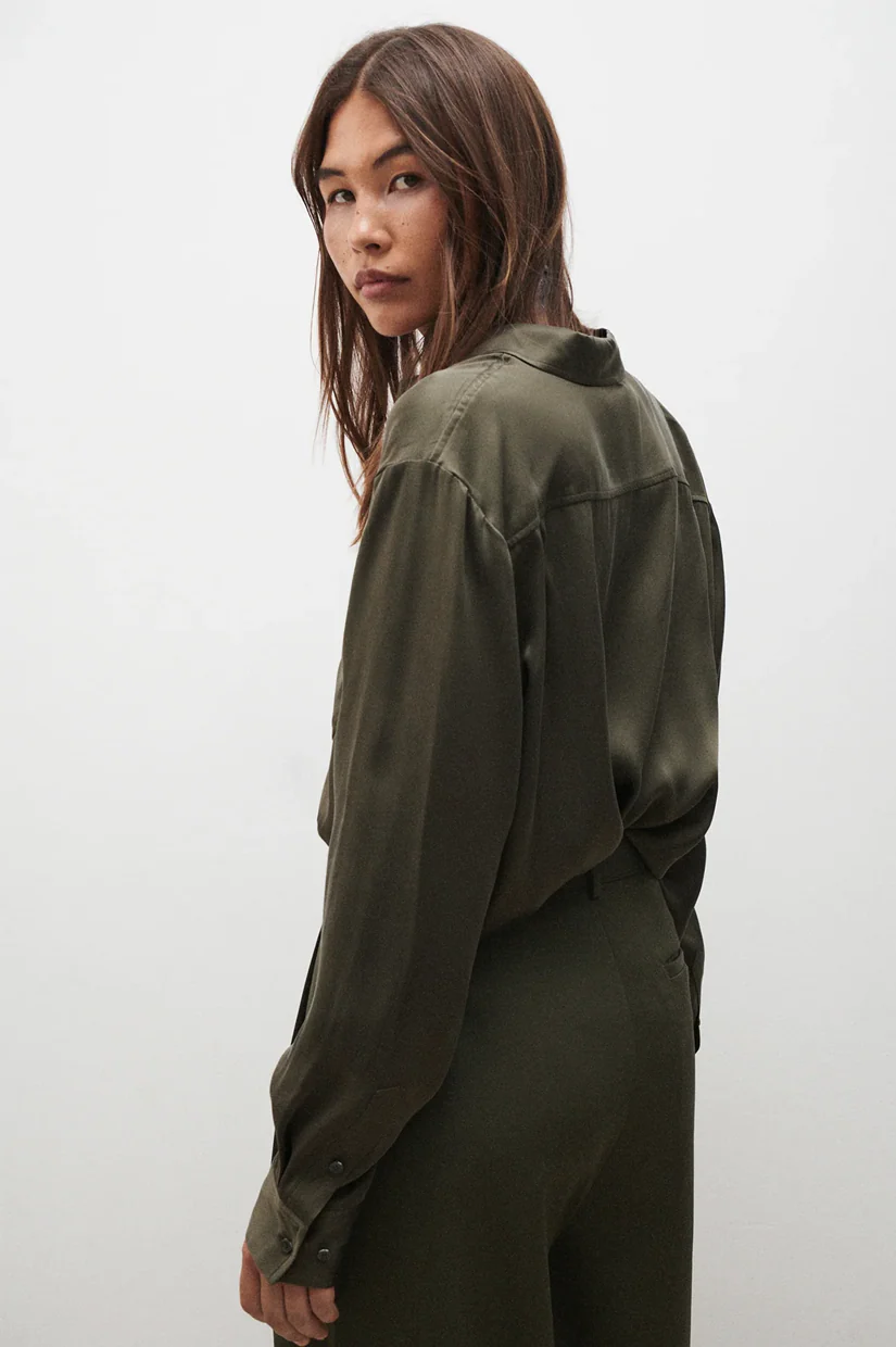Silk Laundry Boyfriend Shirt 2.0 - Pine - Image 2