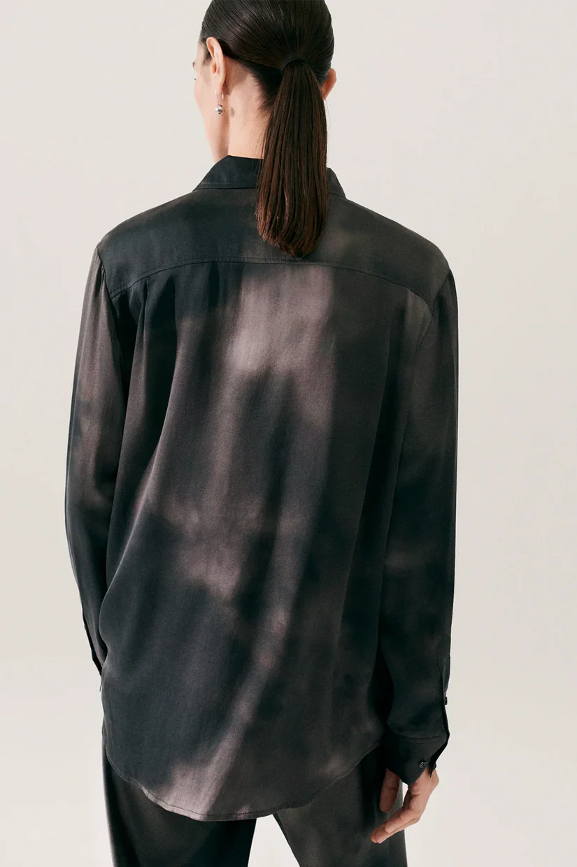 Silk Laundry Boyfriend Shirt - Smoke - Image 3