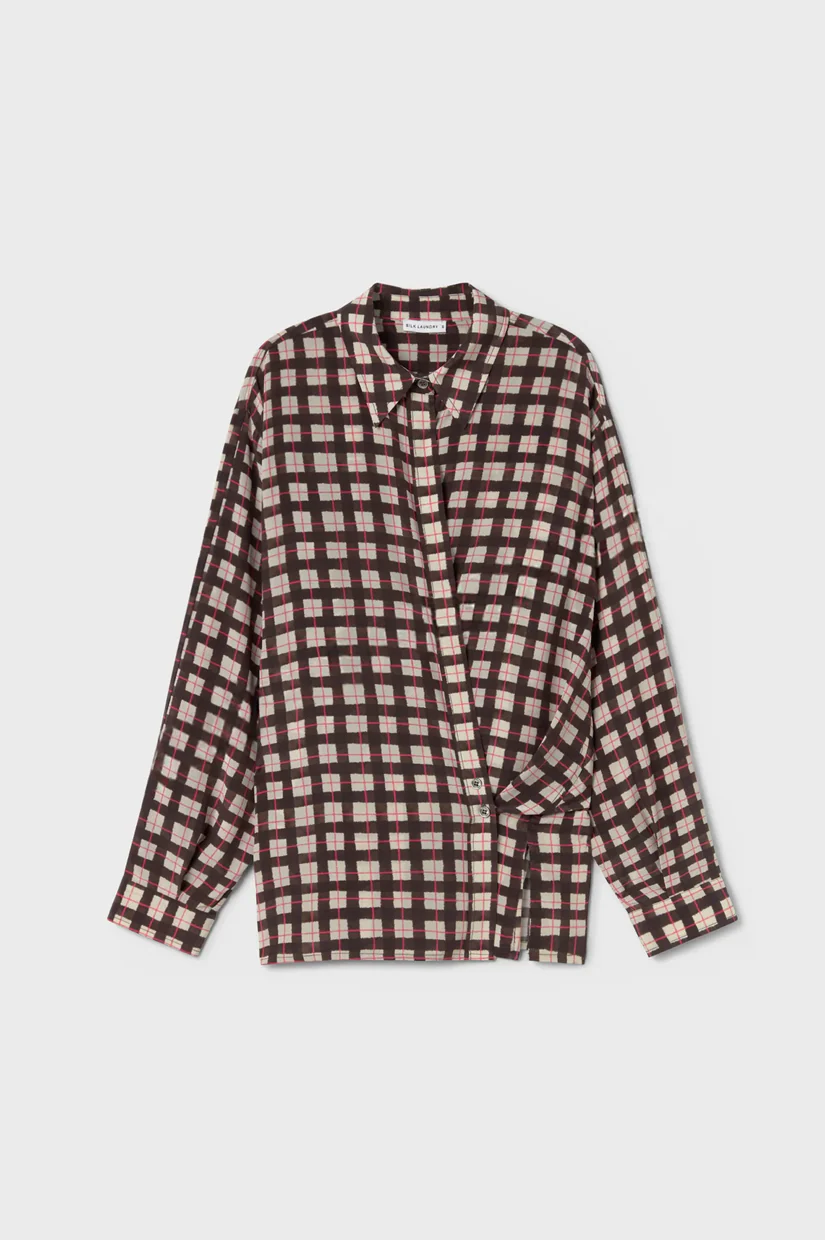 Silk Laundry CDC Cross Over Shirt - Luna Gingham - Image 3