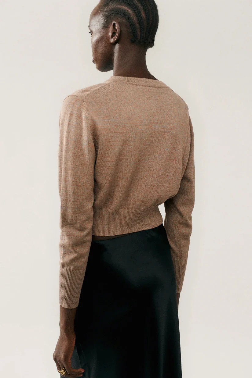 Silk Laundry Cropped Cardigan - Moon - Image 3