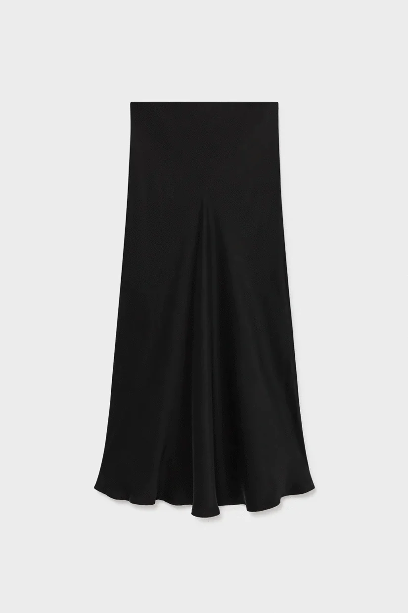 Silk Laundry Long Bias Cut Skirt - Black - Image 3