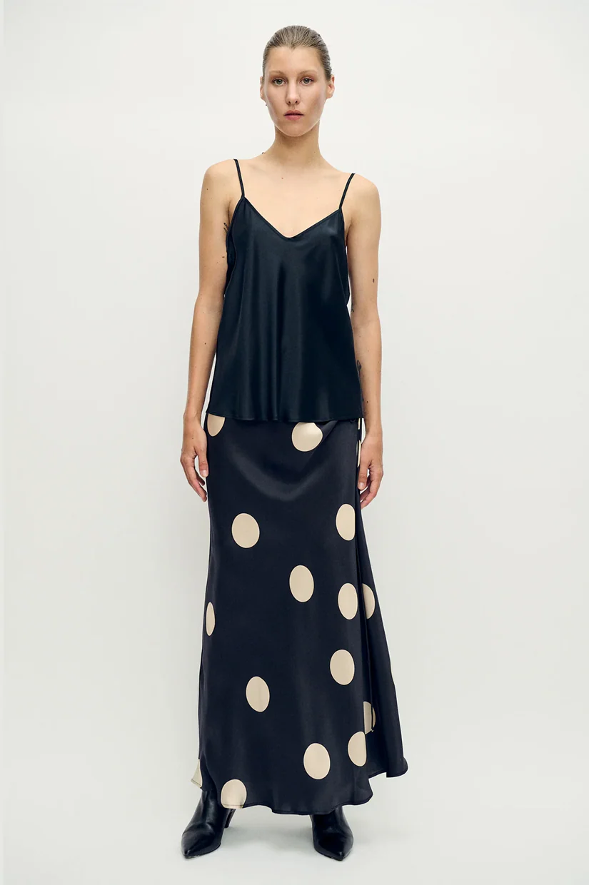 Silk Laundry Long Bias Cut Skirt - Large Polka Dot - Image 3