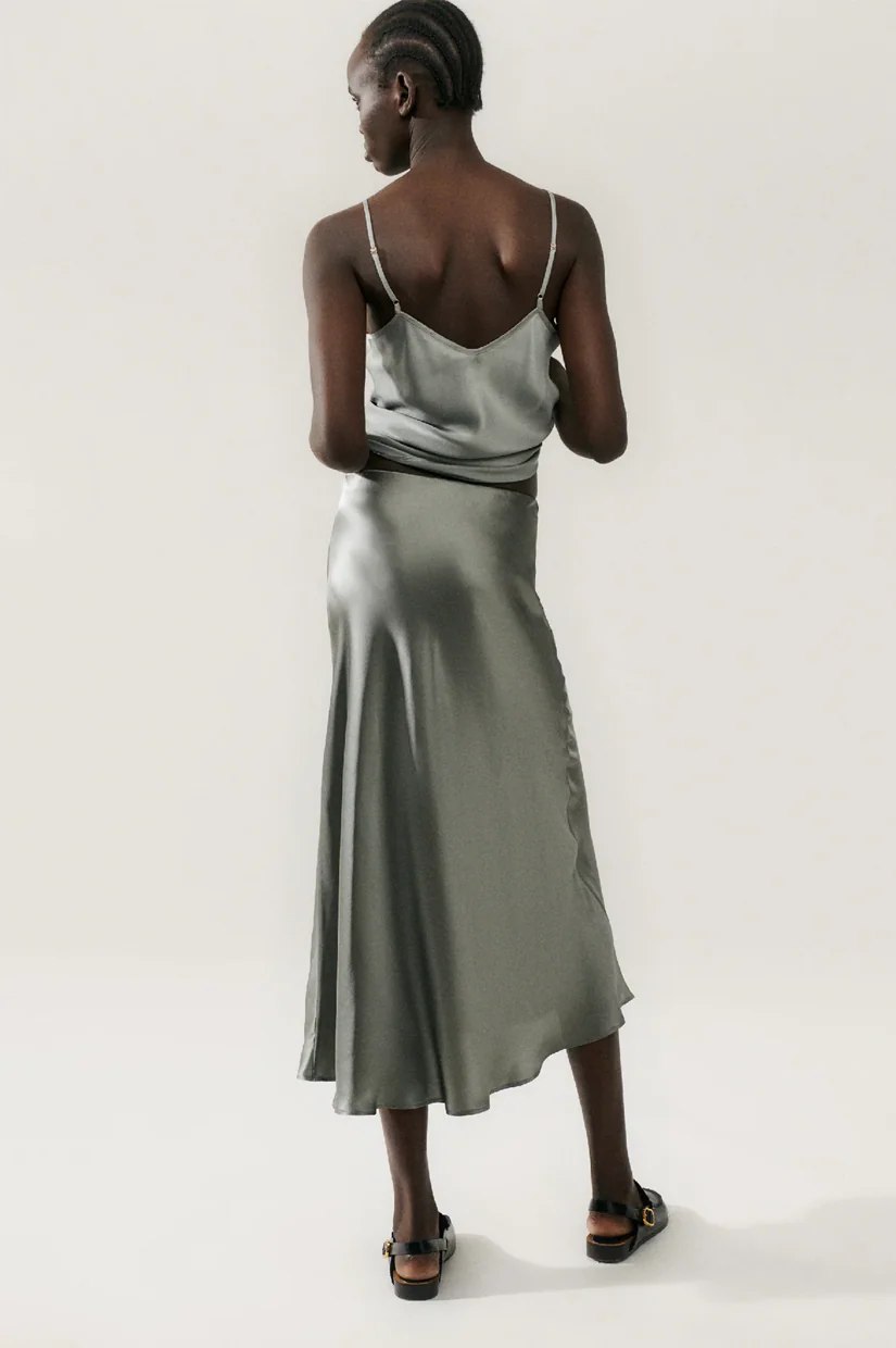 Silk Laundry Long Bias Cut Skirt - Moon - Image 3