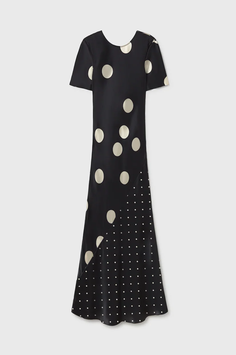 Silk Laundry Short Sleeve Bias Dress - Large Polka Dot - Image 3