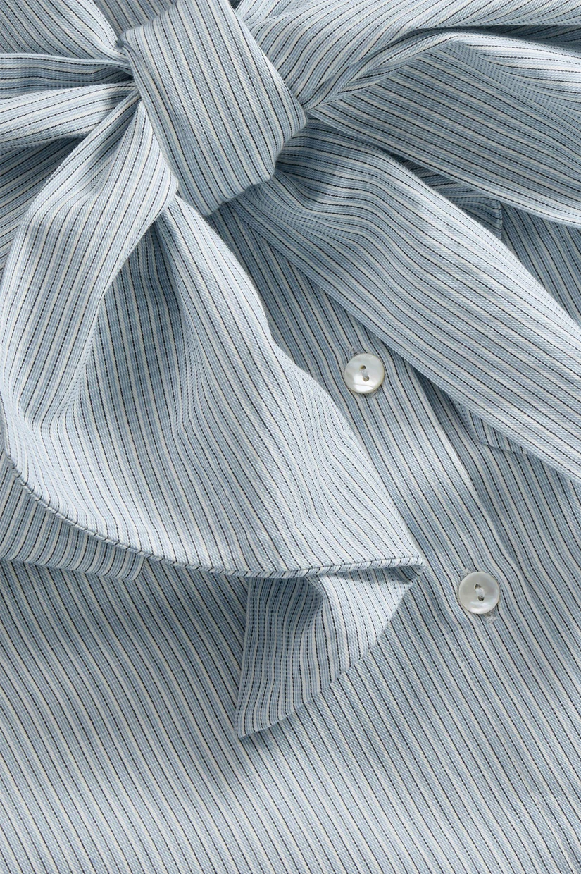 Skall Dalia Bow Shirt - Tiny Blue Stripe - Image 4