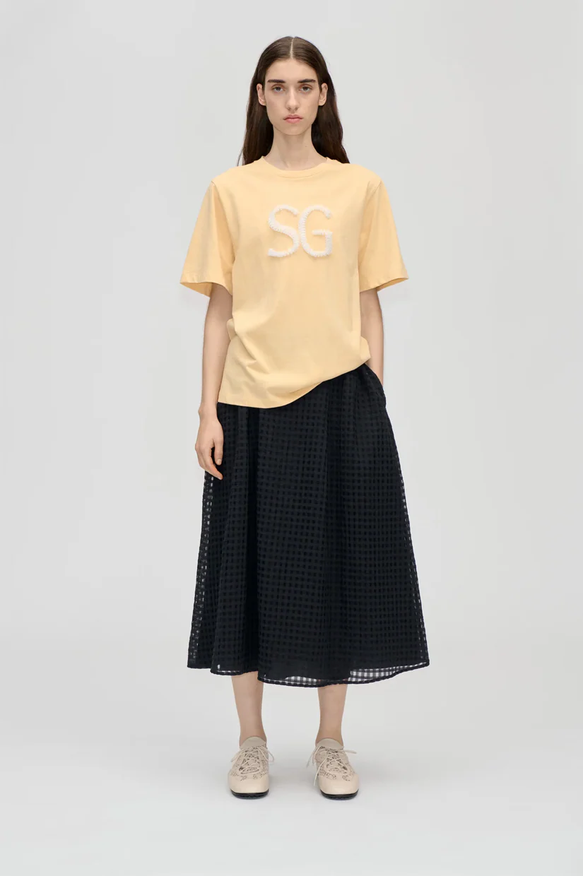 Stine Goya Adjustable Waist Voluminous Midi Skirt - Checkered Organza