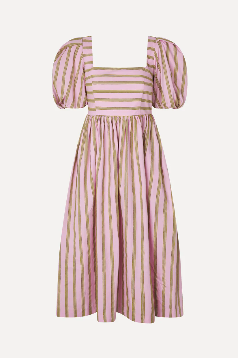 Stine Goya Blouson Sleeve Midi Dress - Wallpaper Stripe - Image 3