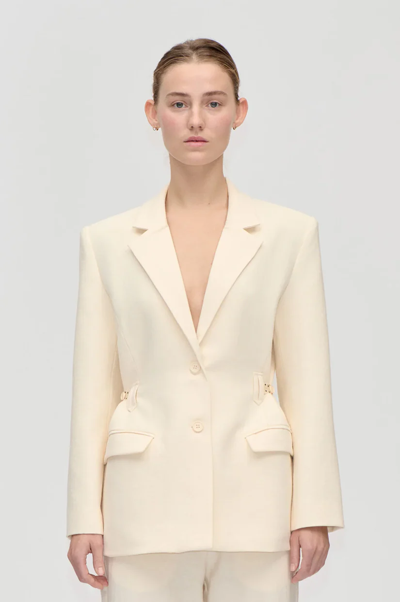 Stine Goya Elastic Detail Tailoring Blazer - Eggnog