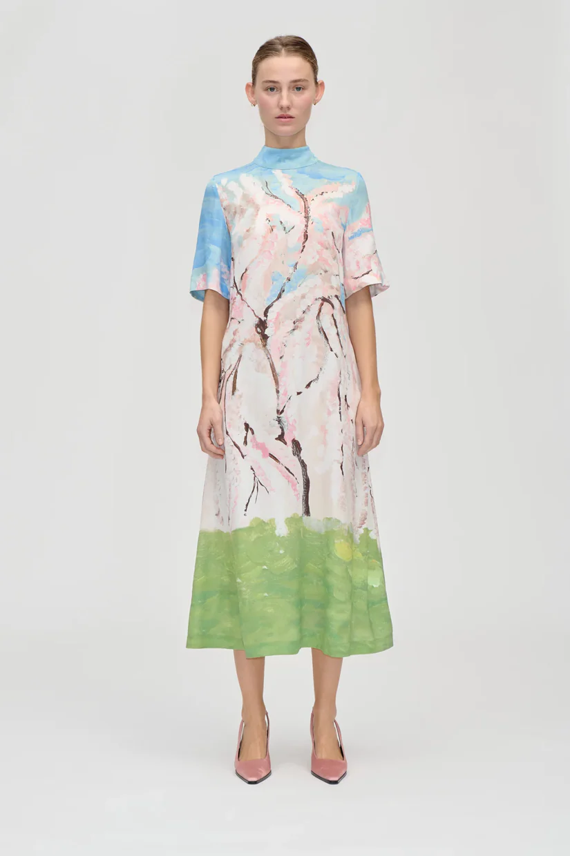 Stine Goya Short Sleeve Midi Dress - Cherry Blossom