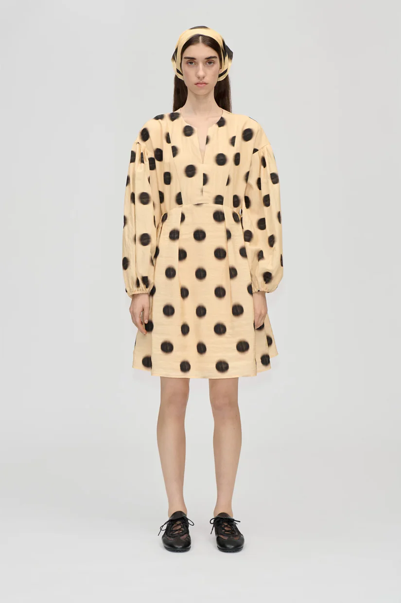 Stine Goya Voluminous Long Sleeves Mini - Dots In Motion