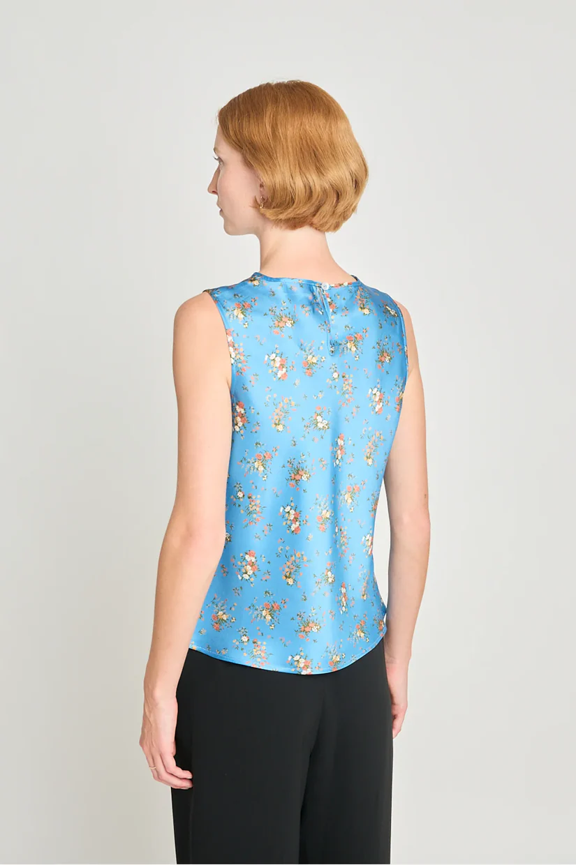 Twenty Seven Names Whoo-sah Top - Blue Satin Floral - Image 4