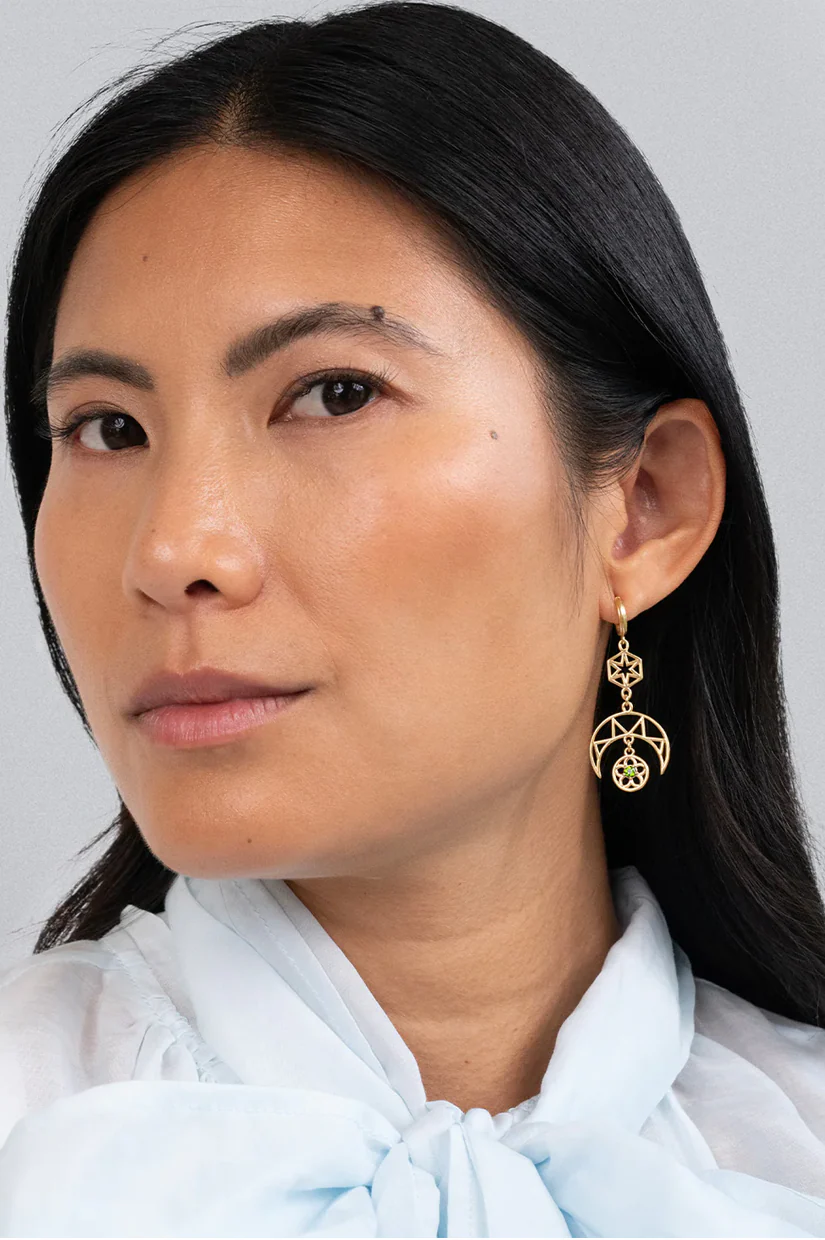 Zoe & Morgan Balance Earrings - 22k Gold Plate with Chrome Diopside - Image 2
