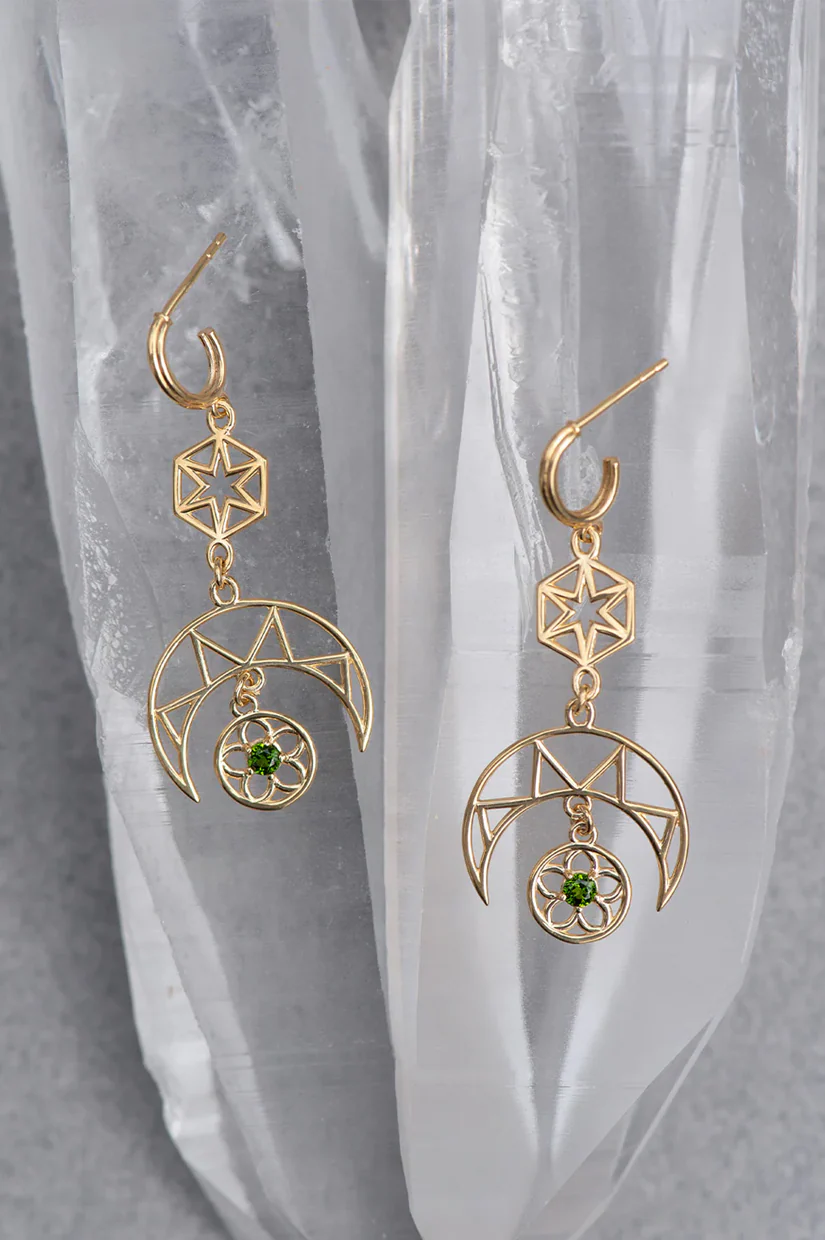 Zoe & Morgan Balance Earrings - 22k Gold Plate with Chrome Diopside - Image 3