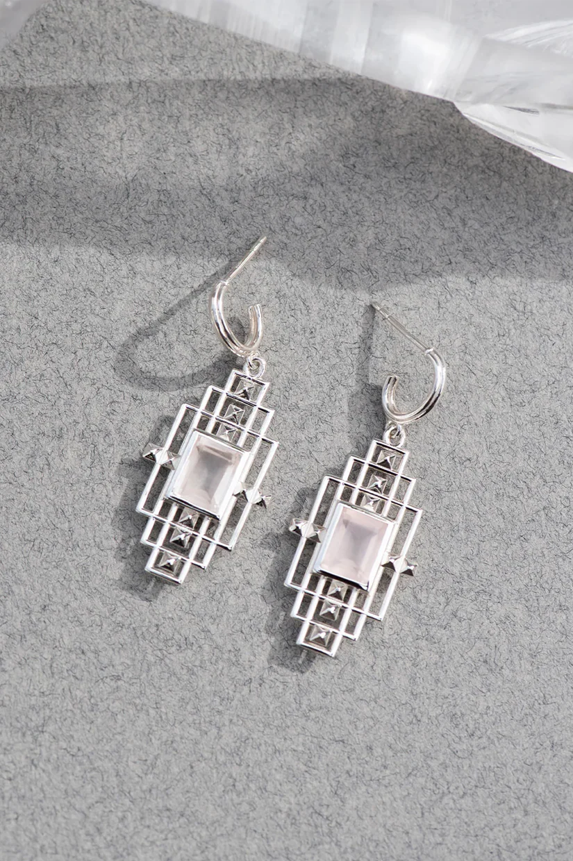 Zoe & Morgan Bliss Earrings - 925 Sterling Silver with Rose Quartz