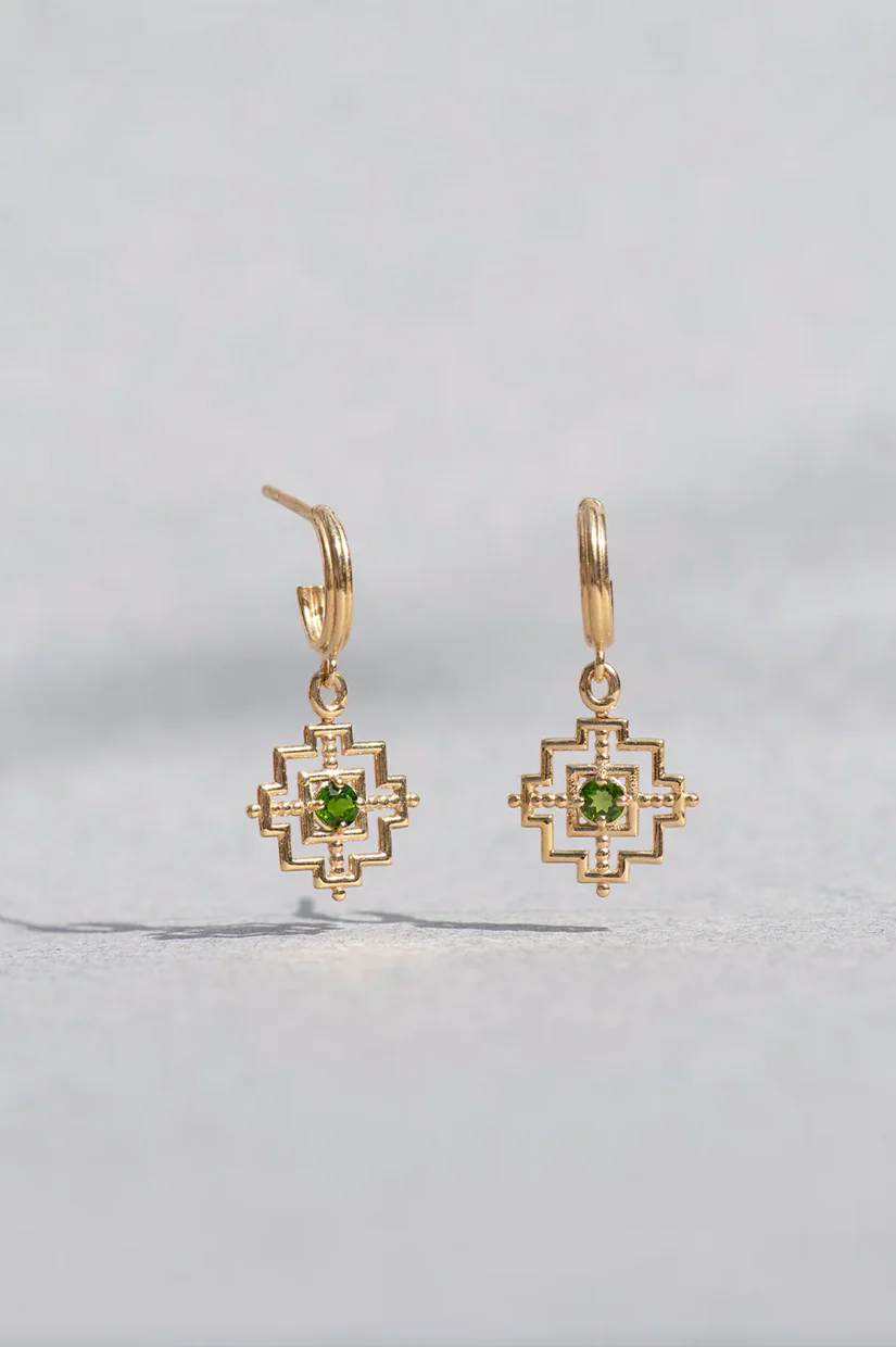 Zoe & Morgan Centered Earrings - 22k Gold Plate with Chrome Diopside - Image 3
