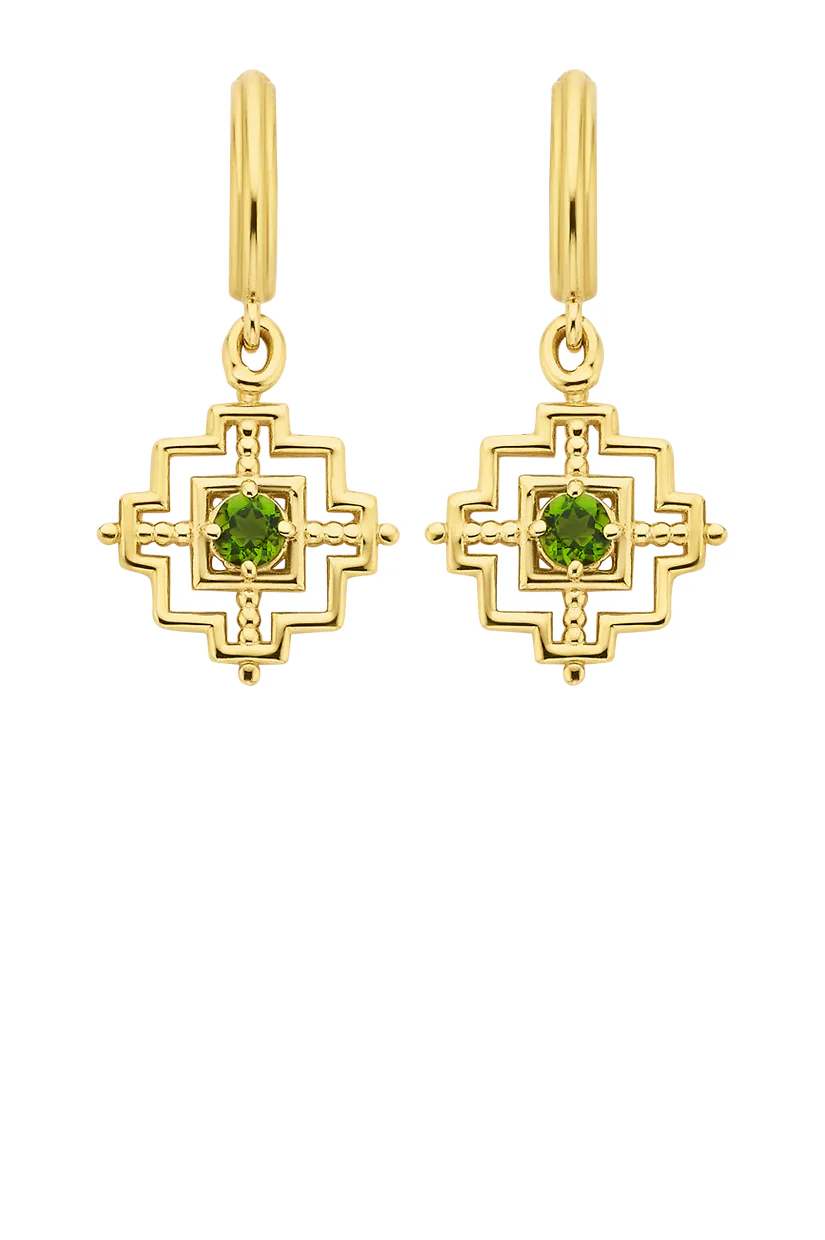 Zoe & Morgan Centered Earrings - 22k Gold Plate with Chrome Diopside - Image 4