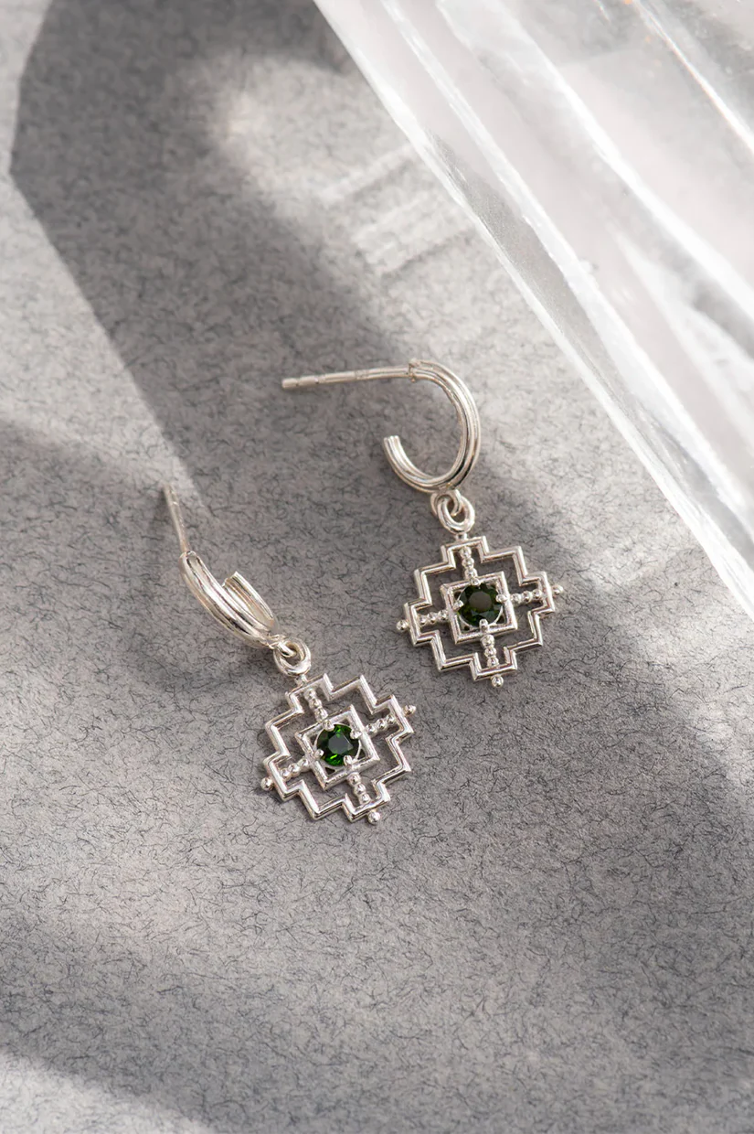 Zoe & Morgan Centered Earrings - 925 Sterling Silver with Chrome Diopside - Image 3