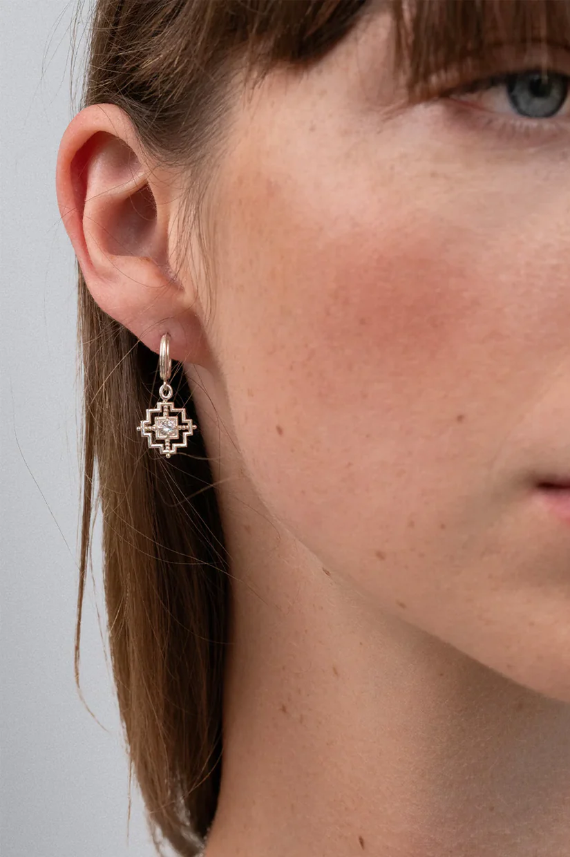 Zoe & Morgan Centered Earrings - 925 Sterling Silver with White Zircon - Image 2