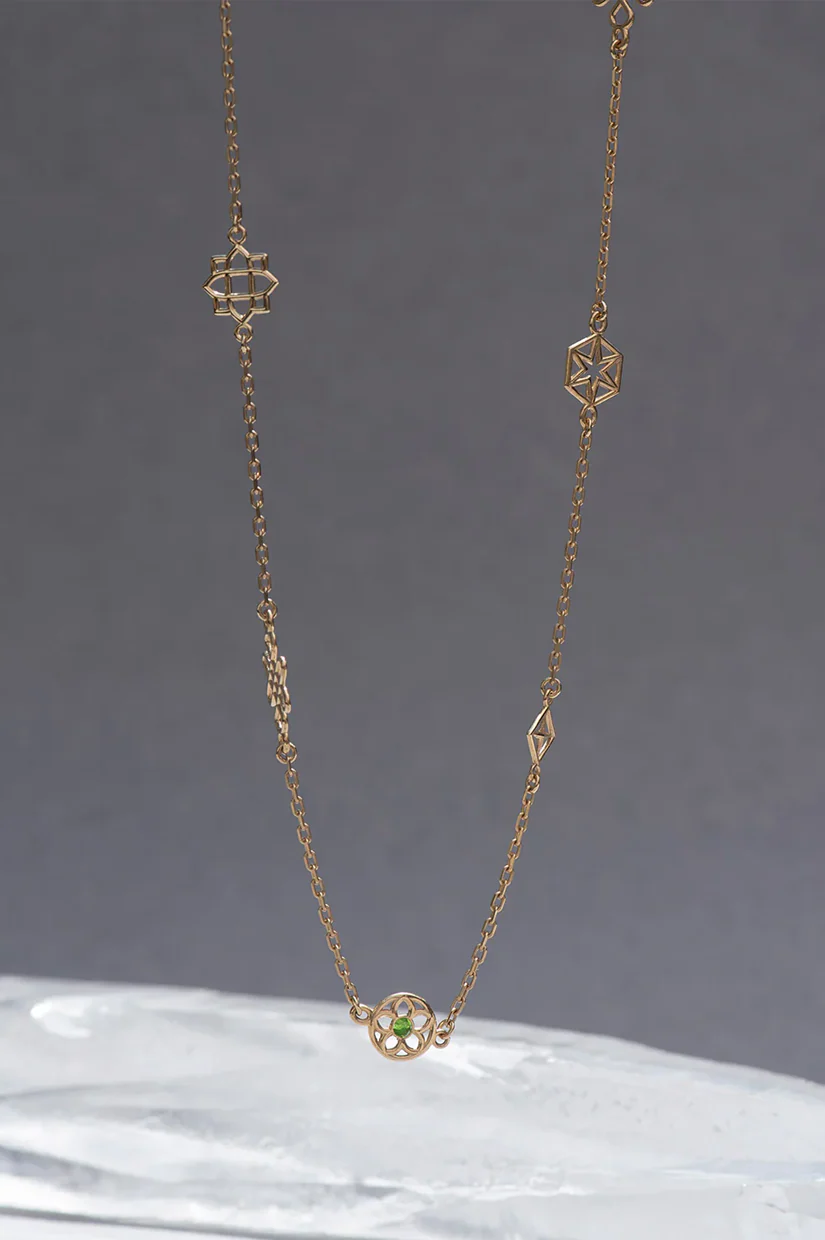 Zoe & Morgan Aura Necklace - 22k Gold Plate with Chrome Diopside