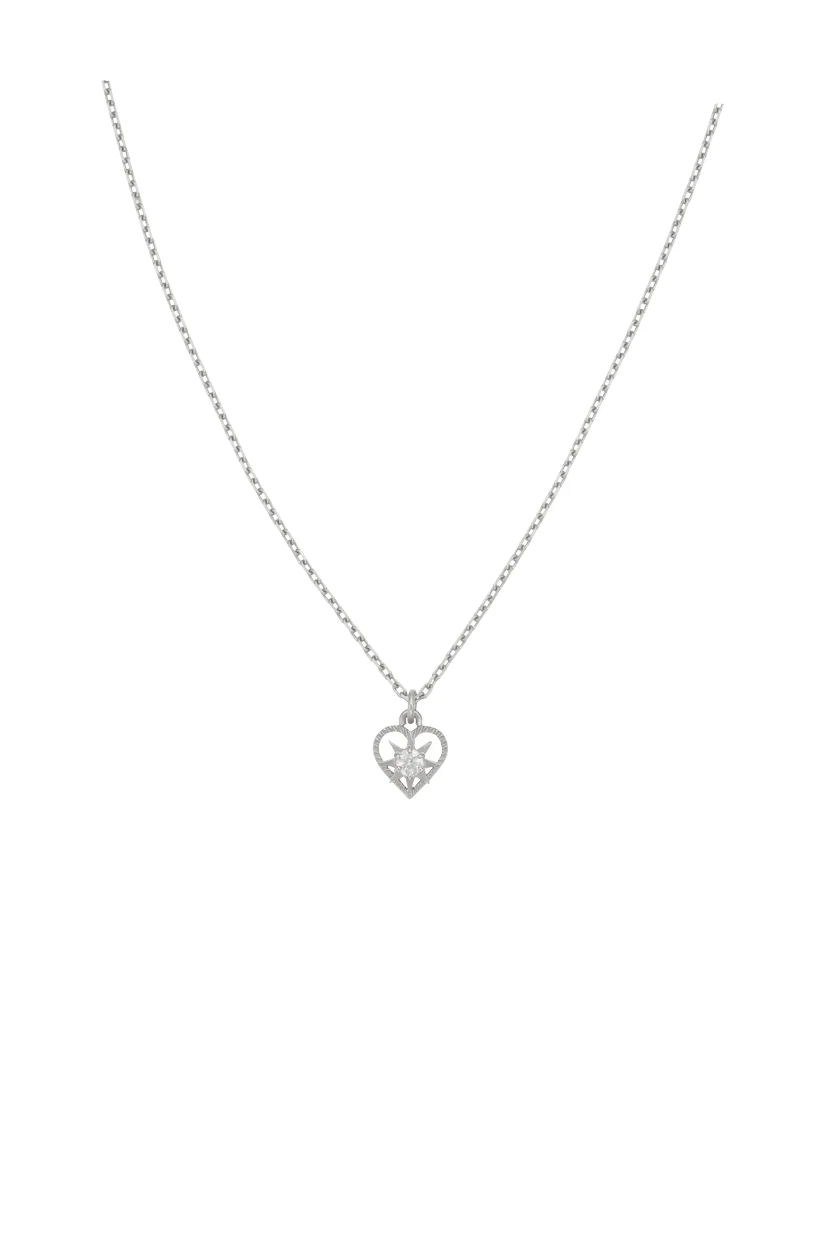 Zoe & Morgan Kind Heart Necklace - Silver/White Zircon - Image 3