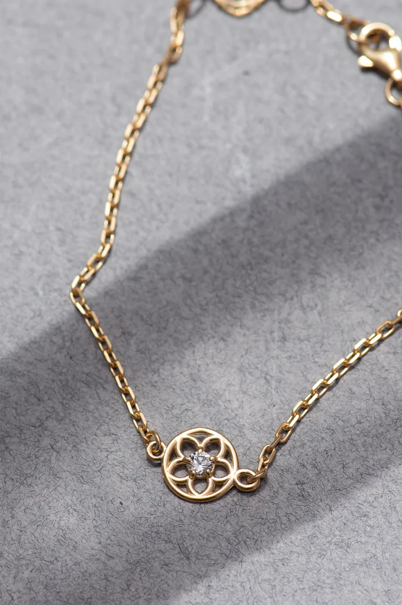 Zoe & Morgan Manuka Bracelet - 22k Gold Plate with White Zircon - Image 3