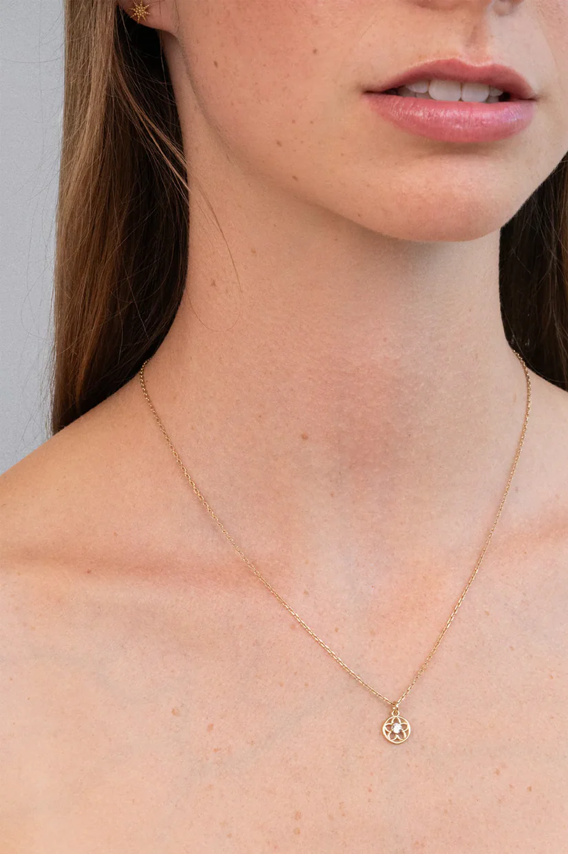 Zoe & Morgan Manuka Necklace - 22k Gold Plate with White Zircon - Image 2