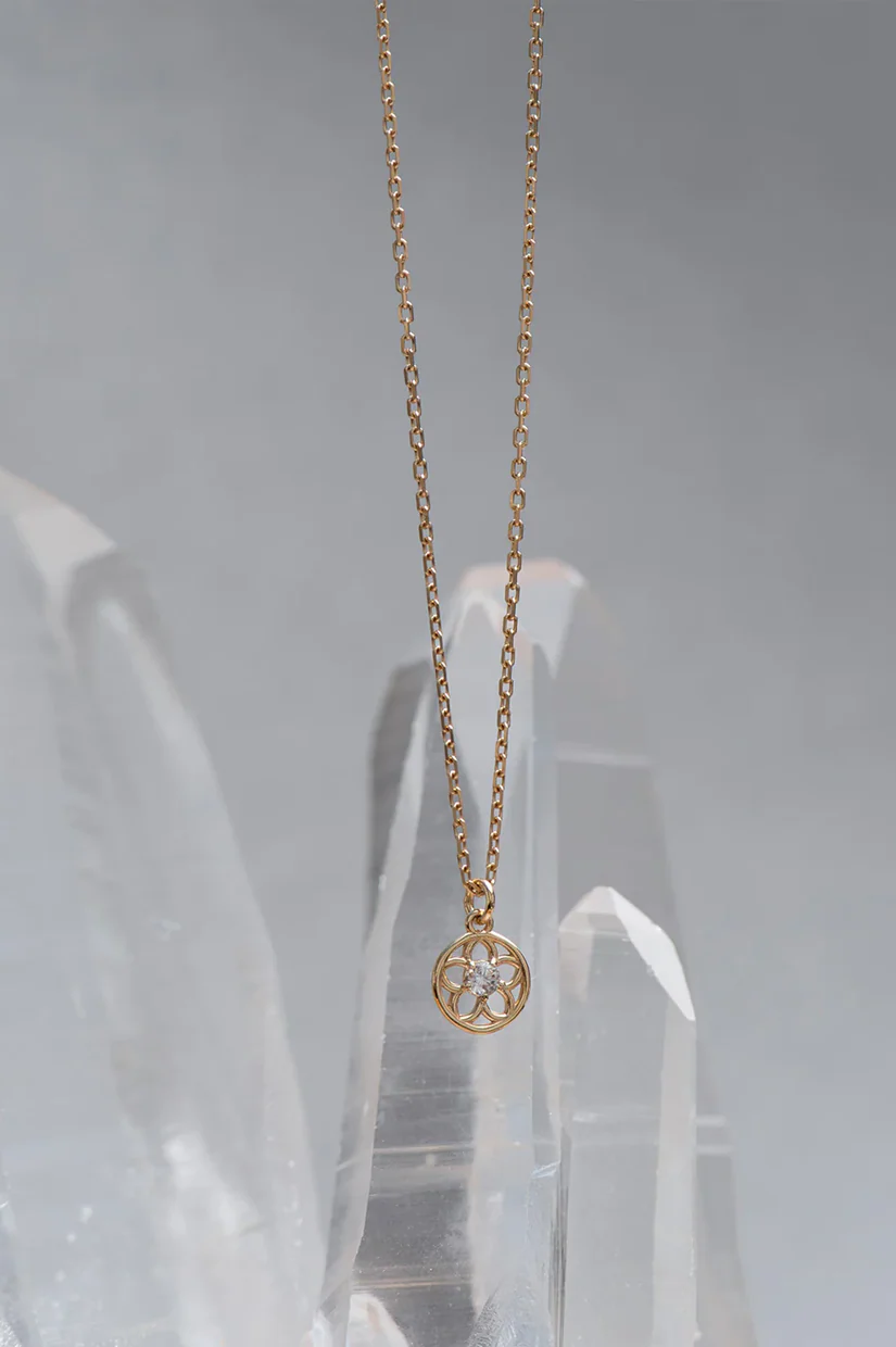 Zoe & Morgan Manuka Necklace - 22k Gold Plate with White Zircon - Image 3