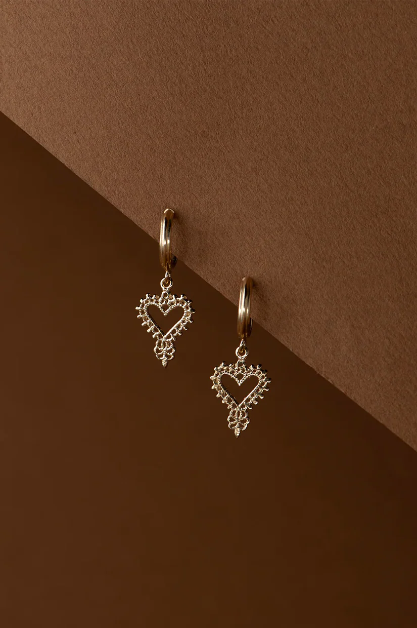 Zoe & Morgan Mini Gypsy Heart Earrings - 22k Gold Vermeil - Image 3