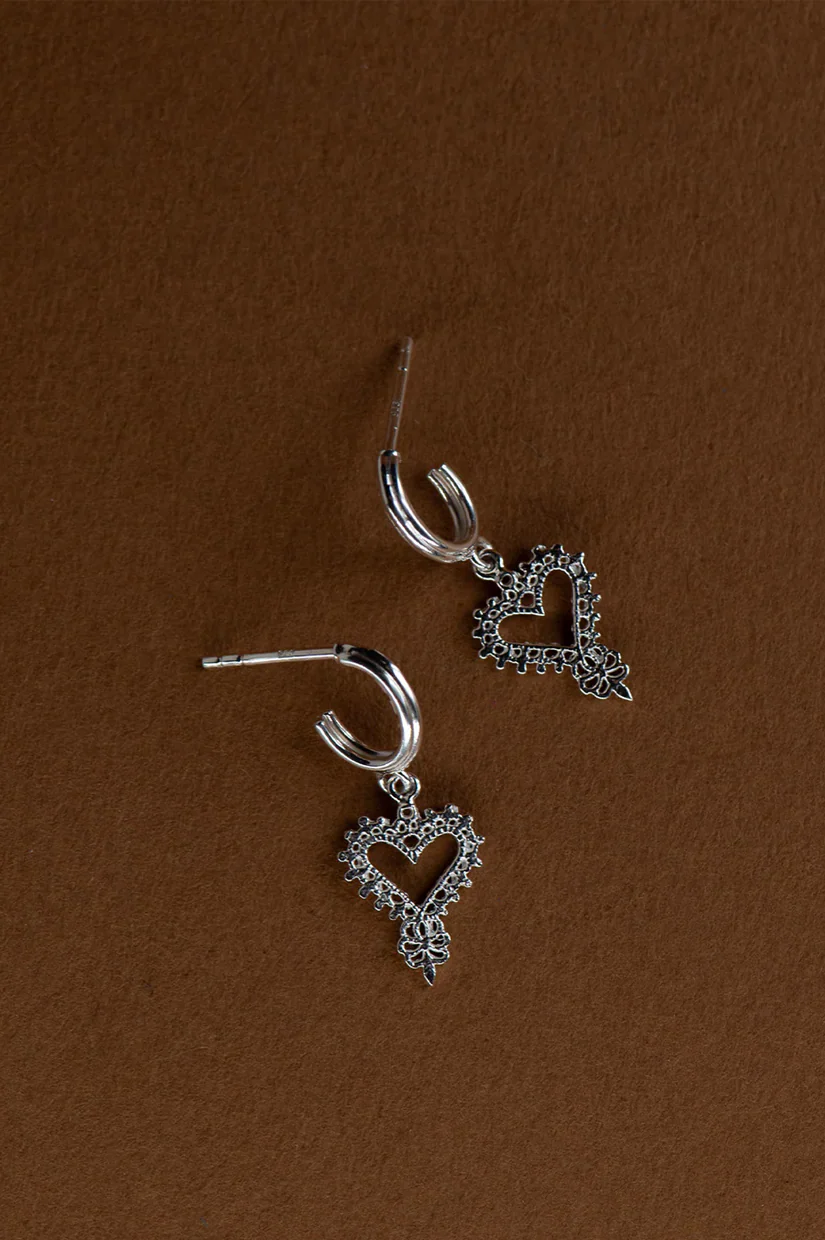 Zoe & Morgan Mini Gypsy Heart Earrings - 925 Sterling Silver