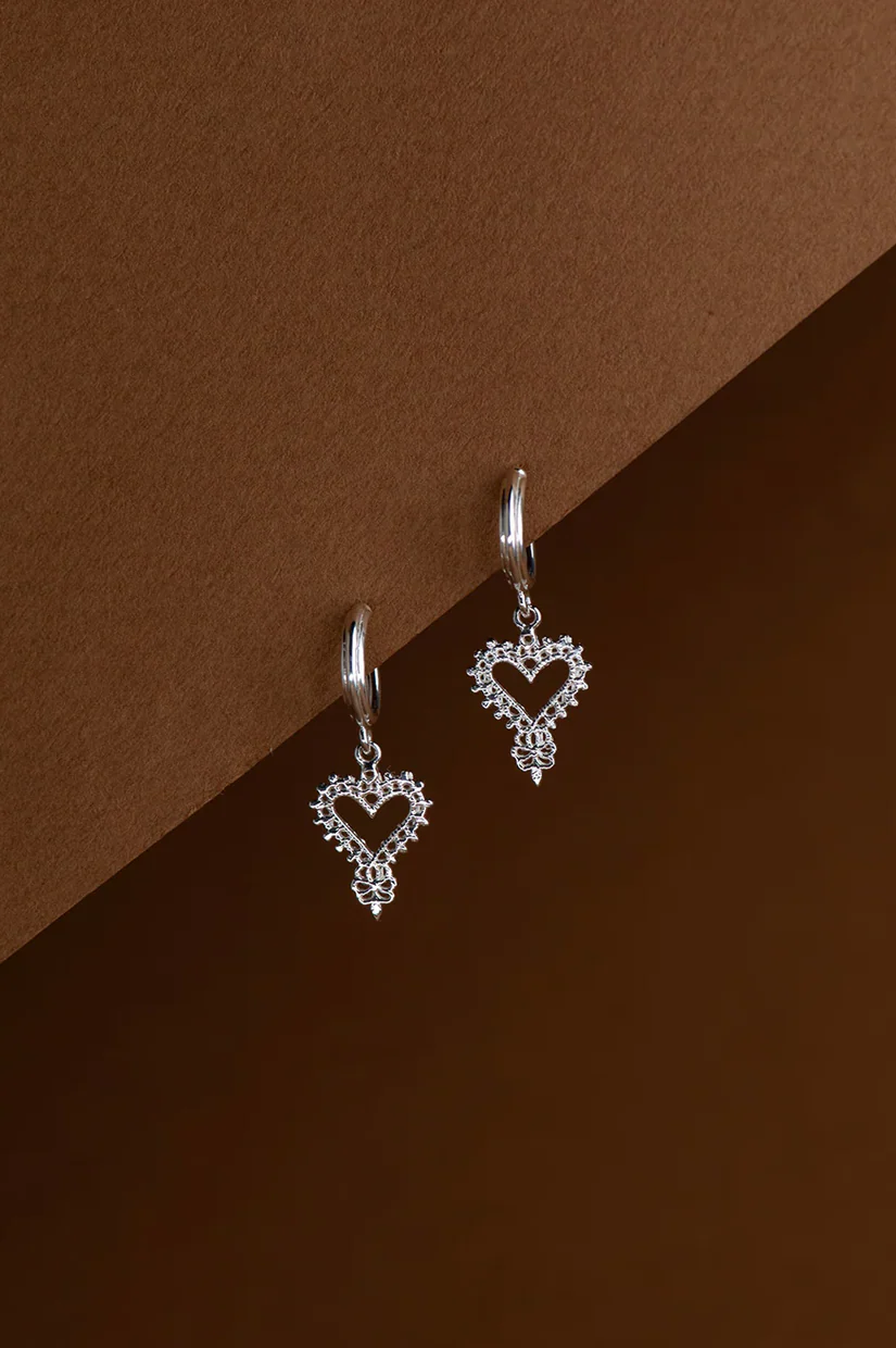 Zoe & Morgan Mini Gypsy Heart Earrings - 925 Sterling Silver - Image 3