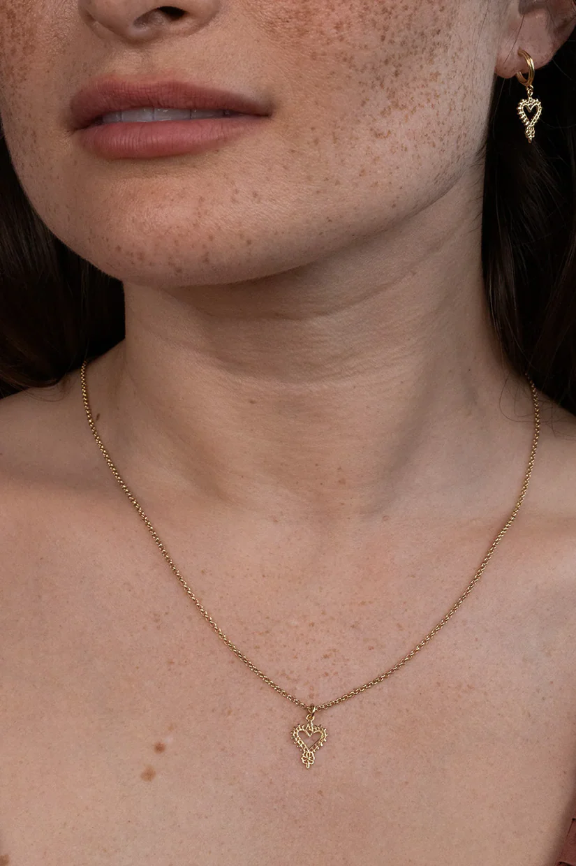 Zoe & Morgan Mini Gypsy Heart Necklace - 22k Gold Vermeil - Image 2