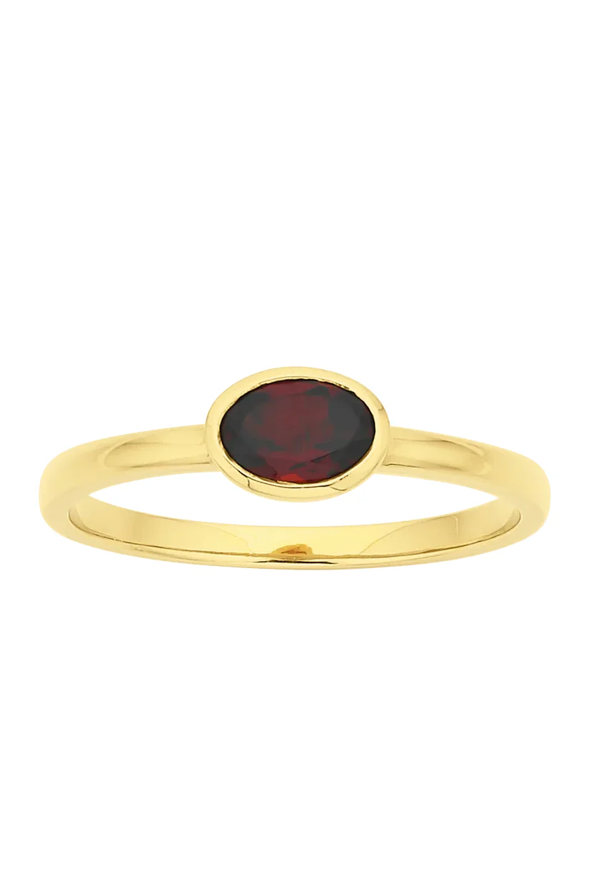 Zoe & Morgan Mon Petit Stacker Ring 22k Gold Vermeil/Oval Garnet - Image 4